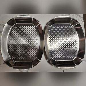 2 Costco Stainless Steel BBQ Grill Or Oven Baskets 14.5" x 11.3" x 1.57"